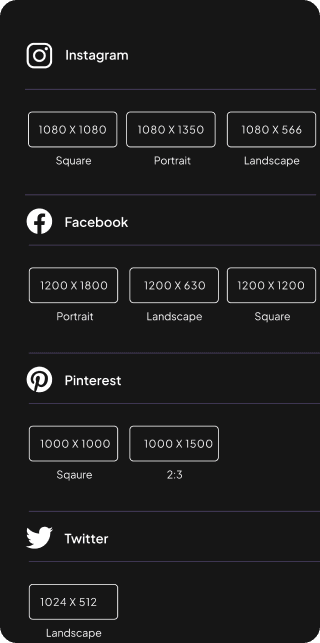 Adjust content to all social platforms sizing